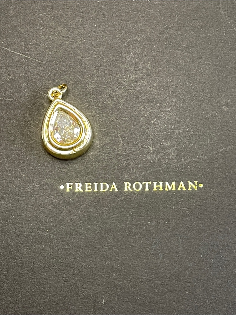 Freida Rothman VAULT Brass Teardrop Necklace Pendant - NWT